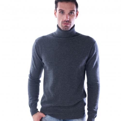 100 cashmere turtleneck sweater aca2445 grey color 1 2