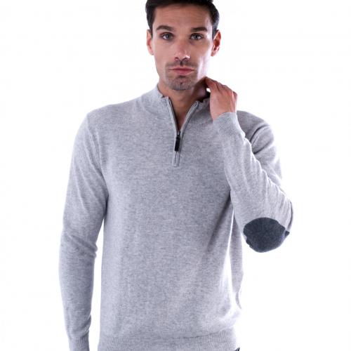 half zip sweater with elbow patches